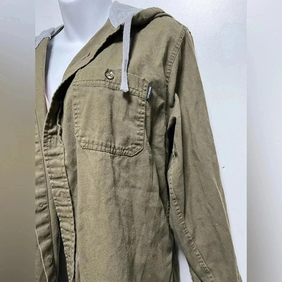 Molokai Surf Co shirt jacket men sz XL Hooded Button Up Olive Green 100% Cotton - Picture 2 of 4